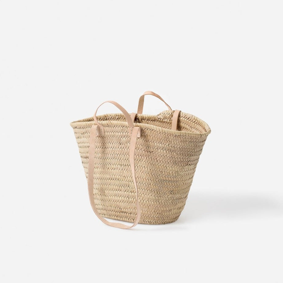 Moroccan Basket W/Long Handles - Large