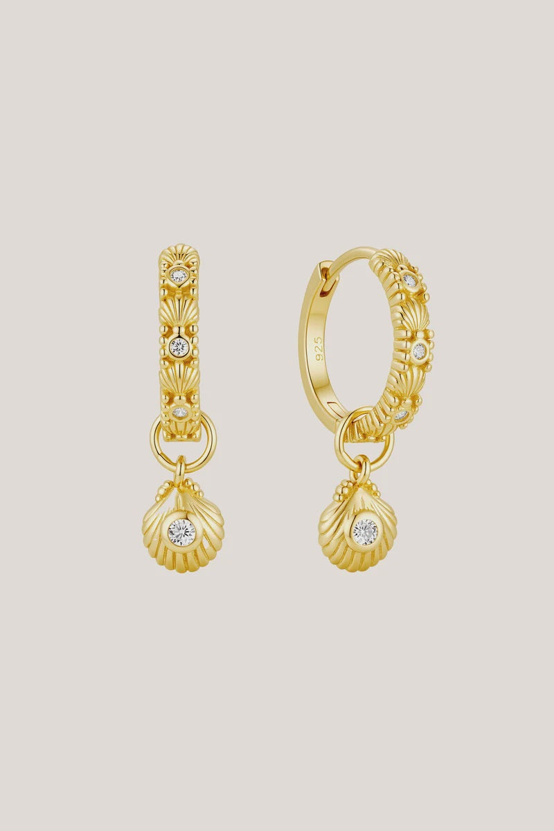 Shell Huggie Earrings - Gold