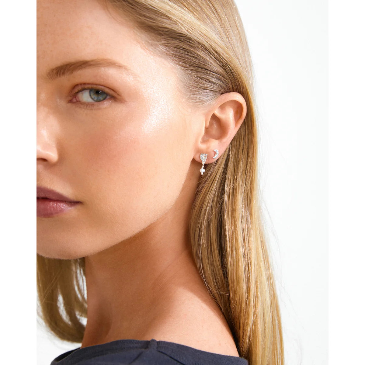 Oryth Earrings 2-In-1 Set, Silver-Plated