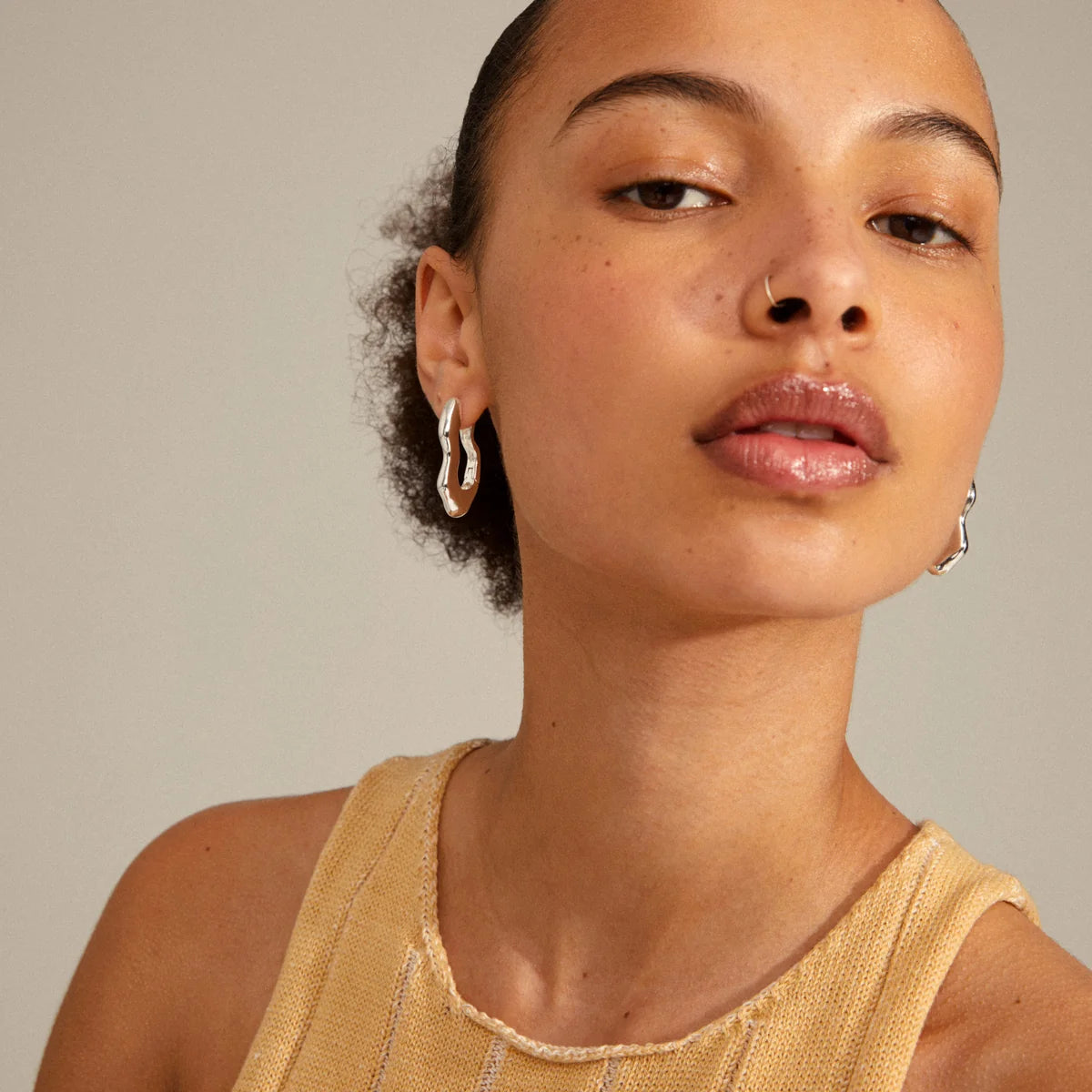 Loulia Recycled Wavy Earrings - Silver Plated