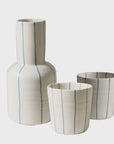 Coastal Junction Carafe Set | Cream with Green Stripe