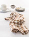 100% French Linen Tea Towel - Set 2 - Ginger Gingham