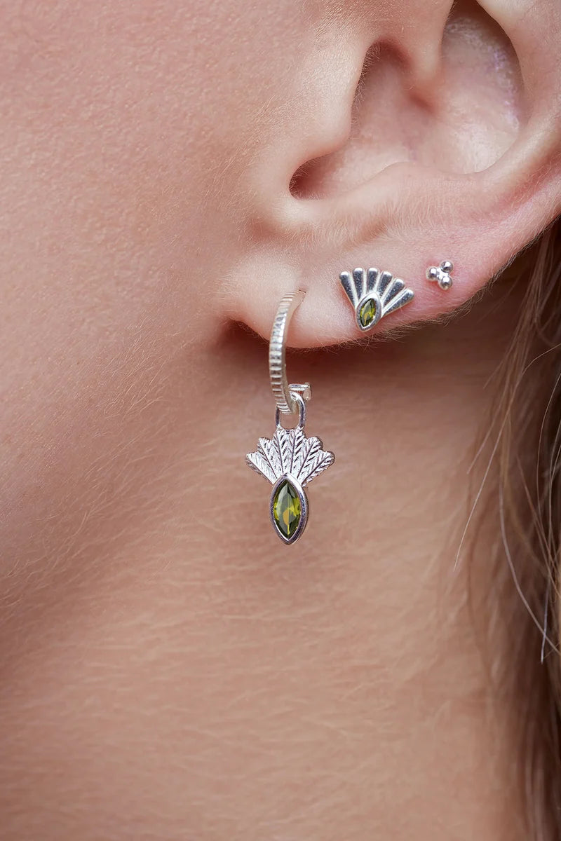 Fantail Studs | Olive - Silver