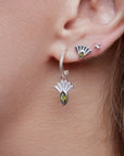 Fantail Studs | Olive - Silver