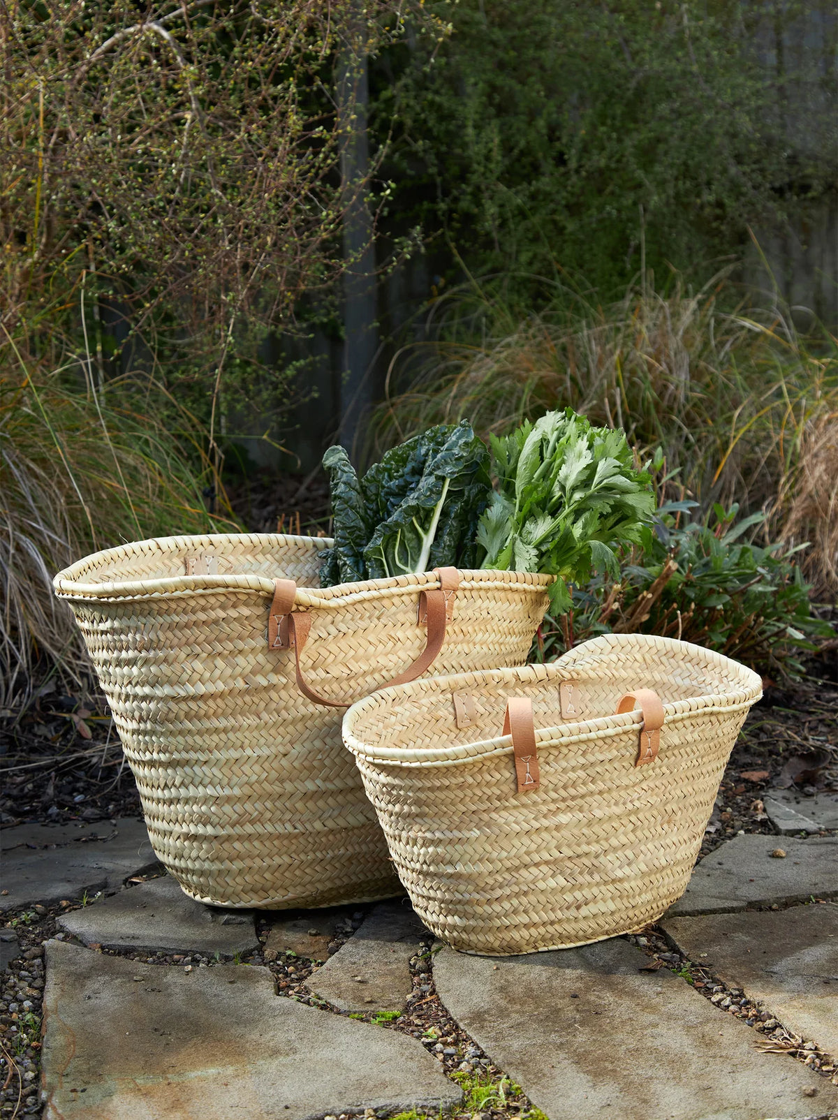 Moroccan Basket W/Long Handles - Large