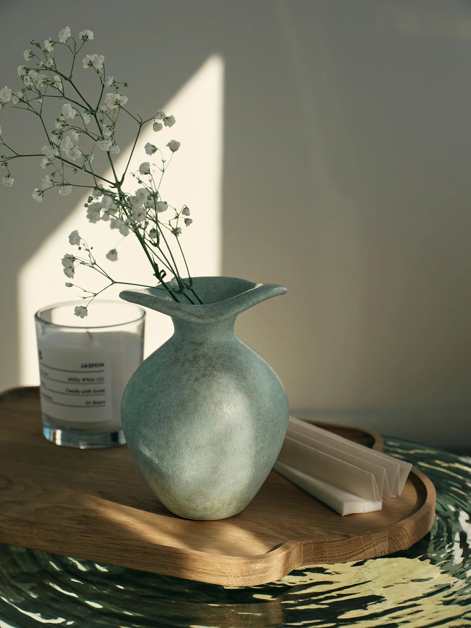 BROSTE Vase Florentina - Glossy Sage Green