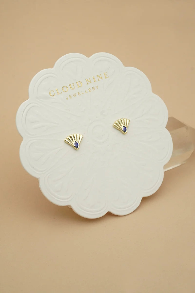 Fantail Studs | Blue - Gold