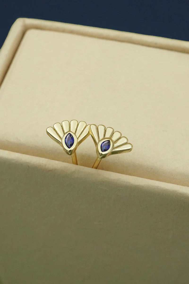 Fantail Studs | Blue - Gold