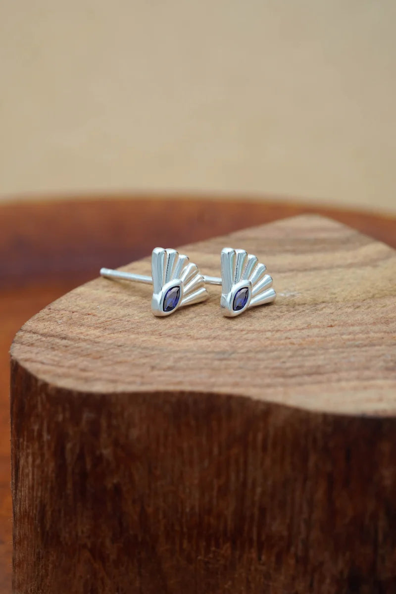Fantail Studs | Blue - Silver