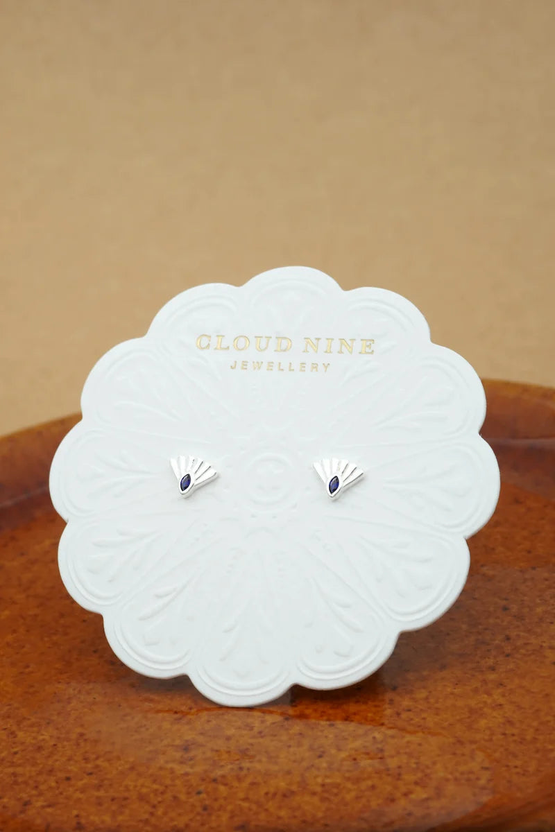 Fantail Studs | Blue - Silver