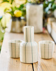 Coastal Junction Carafe Set | Cream with Green Stripe
