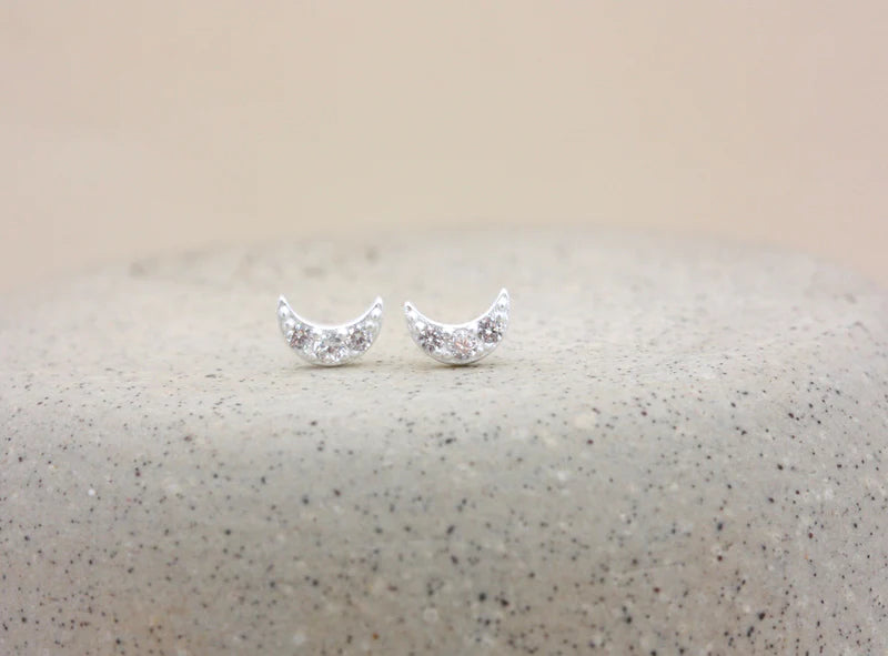 To The Moon &amp; Back Studs | Silver