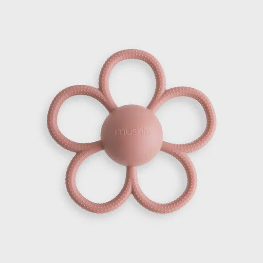 Rattle Teether Daisy - Dusty Rose