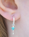 Birthstone Hoops | December | Silver