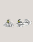 Fantail Studs | Olive - Silver