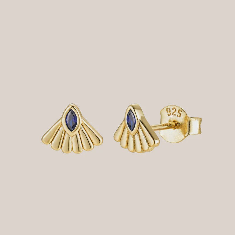 Fantail Studs | Blue - Gold