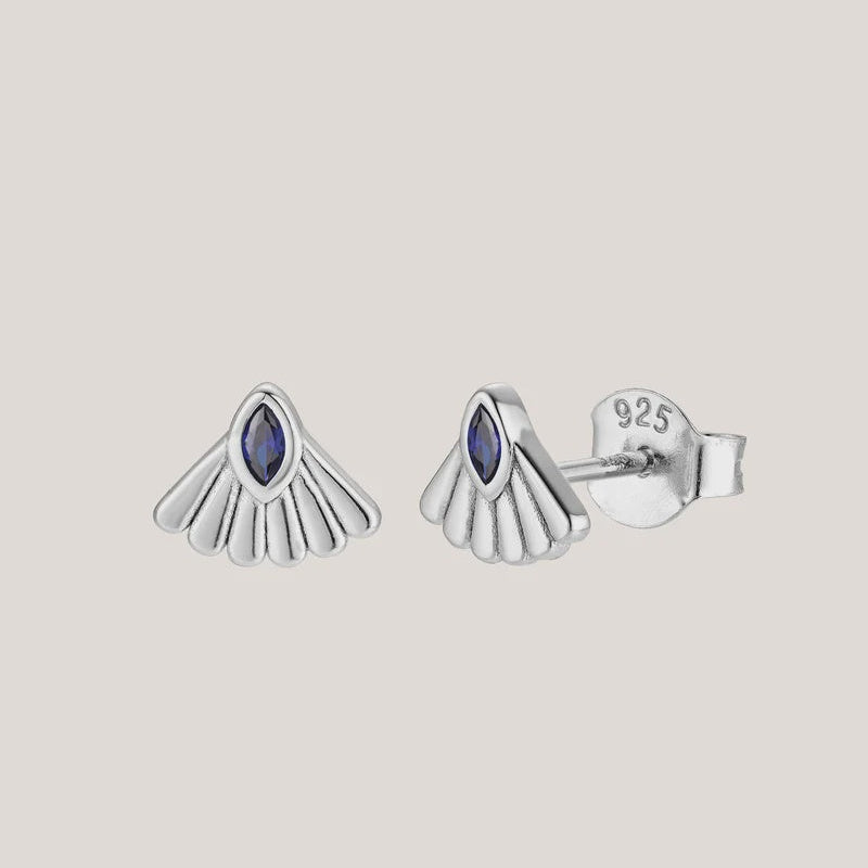 Fantail Studs | Blue - Silver