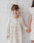 Organic Cotton Poppy Dress - Sweet William Floral Natural