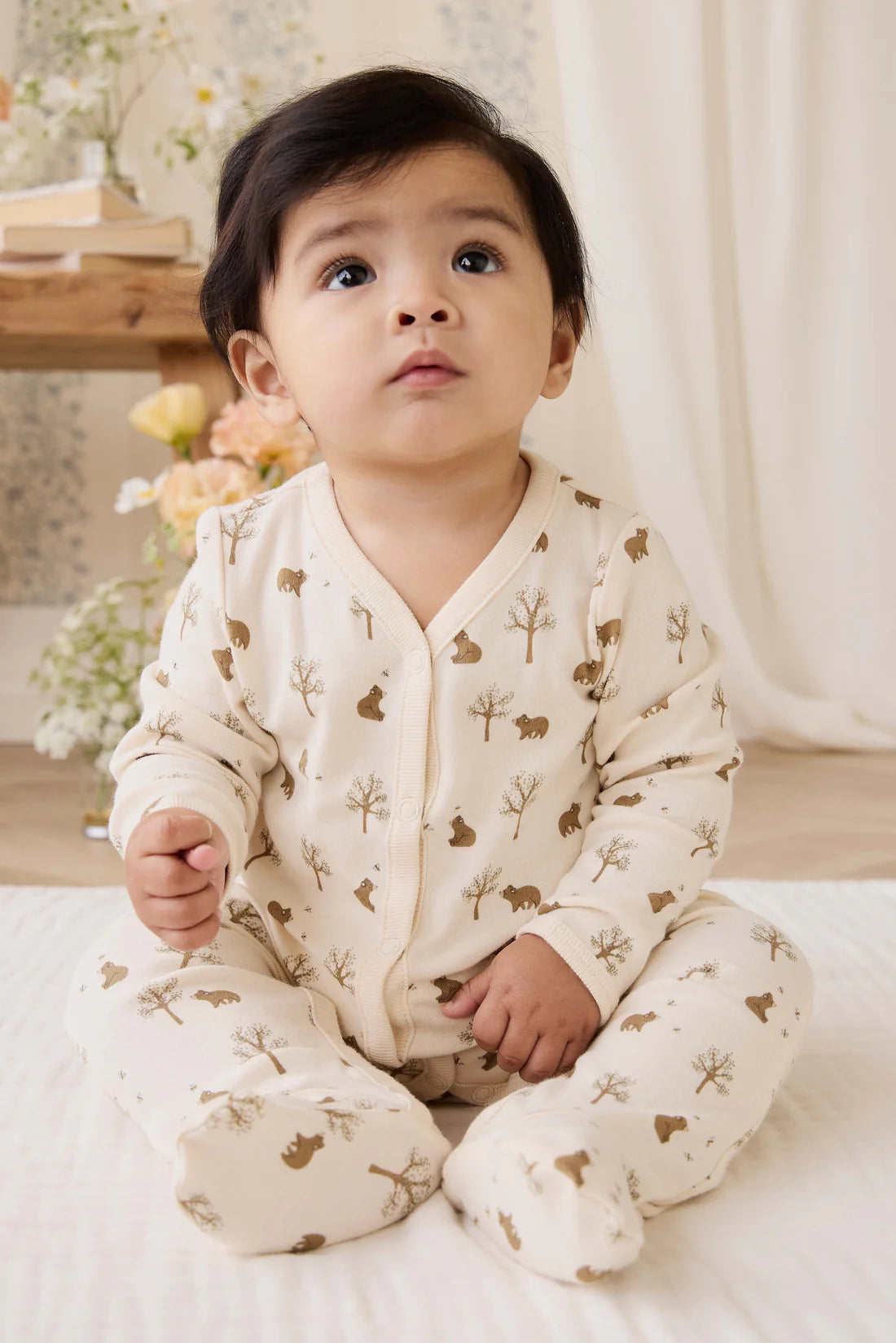 Organic Cotton Murphy Onepiece - Honey Bear Cloud