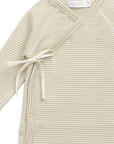 Organic Cotton Fine Rib Micah Wrap Onepiece - Petite Stripe Hay/Cloud