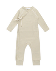 Organic Cotton Fine Rib Micah Wrap Onepiece - Petite Stripe Hay/Cloud