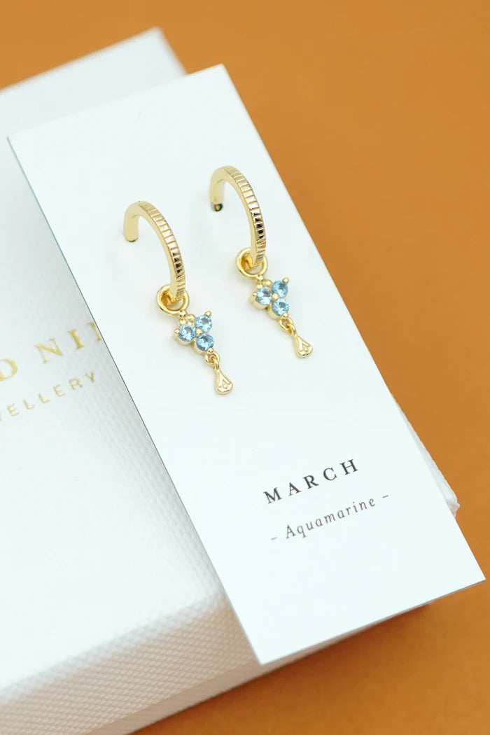 Birthstone Hoops | March | Gold