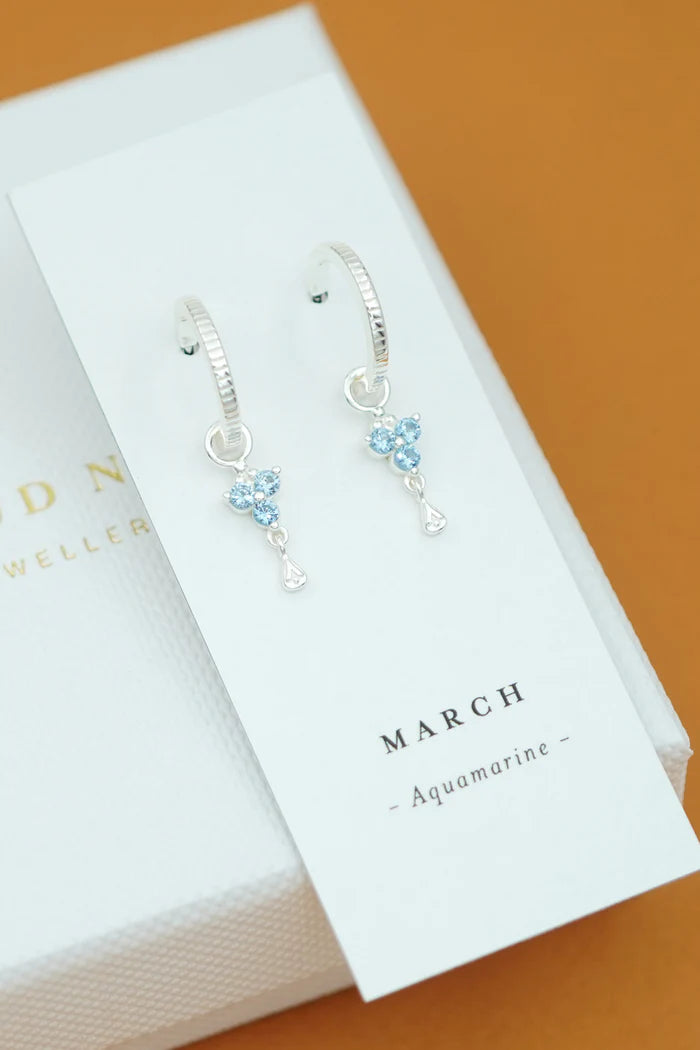 Birthstone Hoops | March | Silver