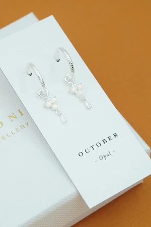 Birthstone Hoops | October | Silver