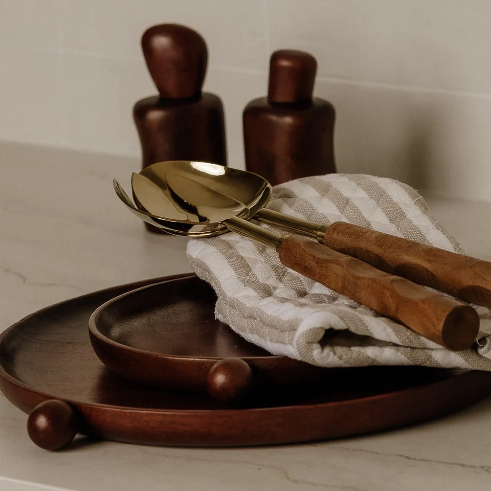Wooden Circle Tray - Dark Brown - Small