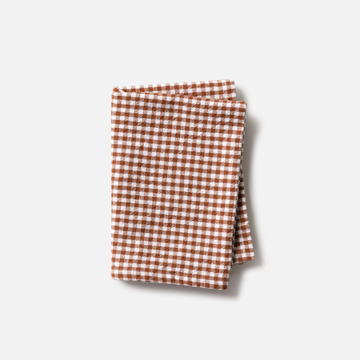 Gingham Washed Cotton Tea Towel | Brick