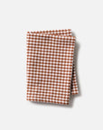 Gingham Washed Cotton Tea Towel | Brick