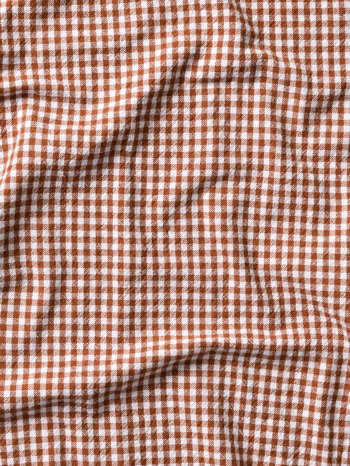 Gingham Washed Cotton Tea Towel | Brick