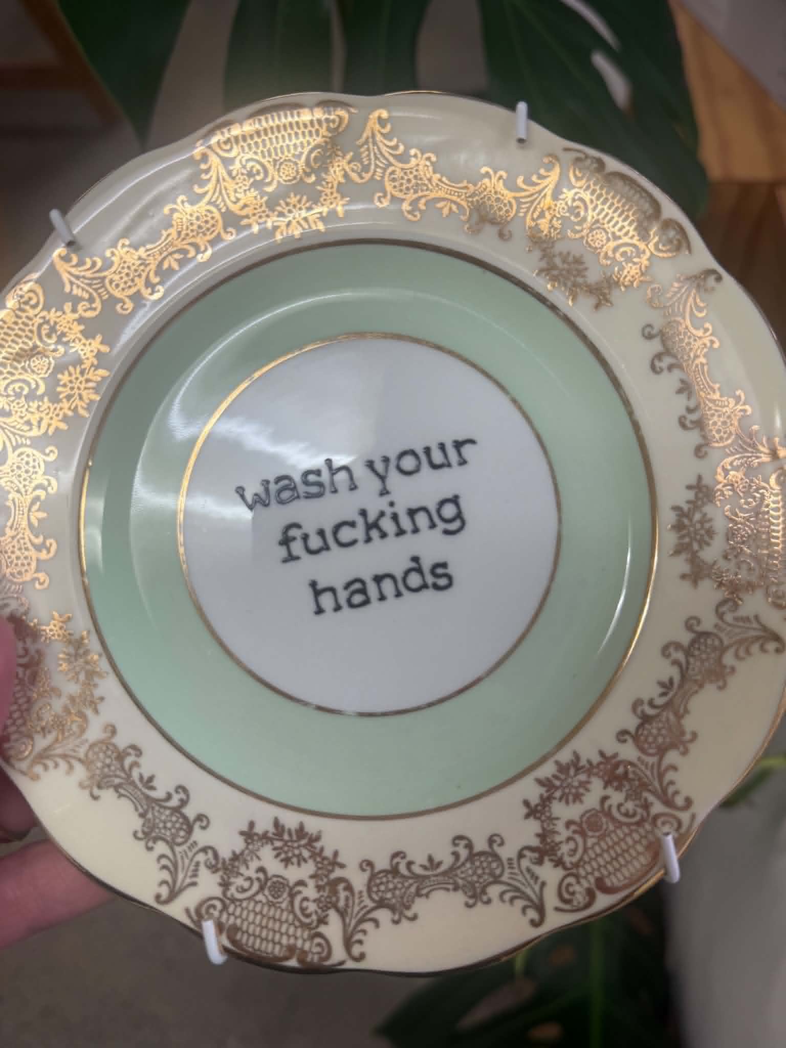 Wash Your F*cking Hands | Green &amp; Gold Filigree