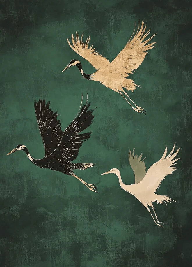 Cranes Flying | A2 | Oak Box Frame