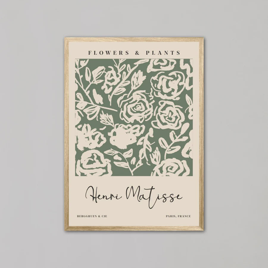 Green Flowers &amp; Plants by Henri Matisse | A3 | Oak Box Frame