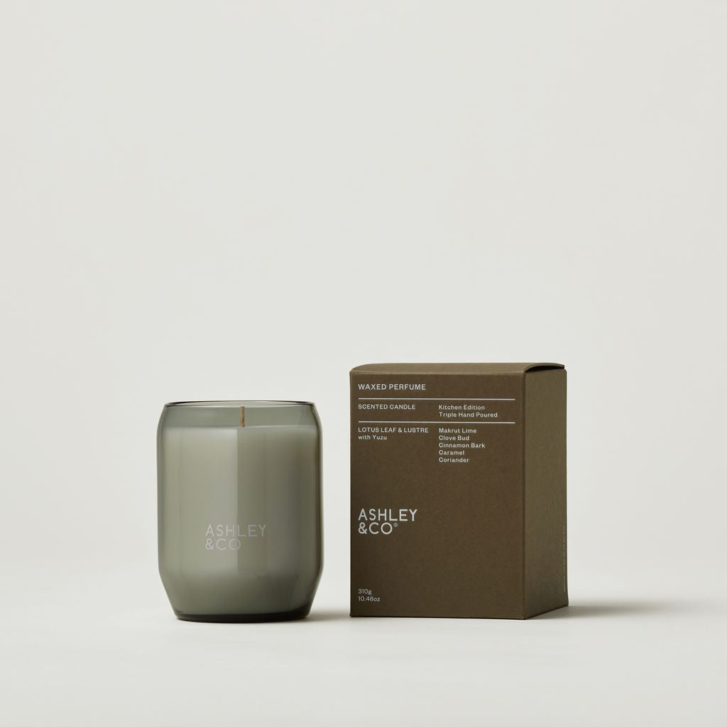 Waxed Perfume Kitchen Candle | Lotus Leaf &amp; Lustre + Yuzu