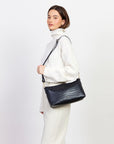 Claudia Shoulder Bag | Black Croc