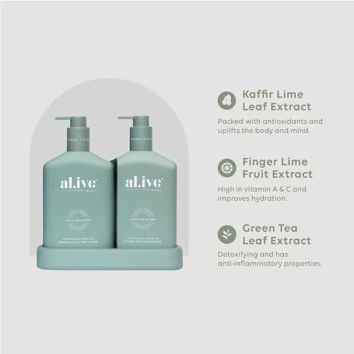 Wash &amp; Lotion Duo + Tray - Kaffir Lime &amp; Green Tea PRE ORDER FOR MID MAY