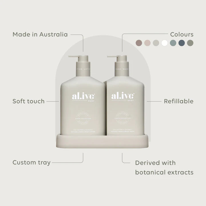 Wash &amp; Lotion Duo + Tray - Sea Cotton &amp; Coconut PRE ORDER FOR MID MAY