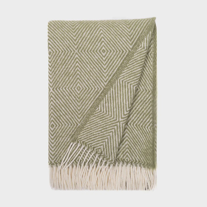 Lina 100% Wool Throw | Olive Green