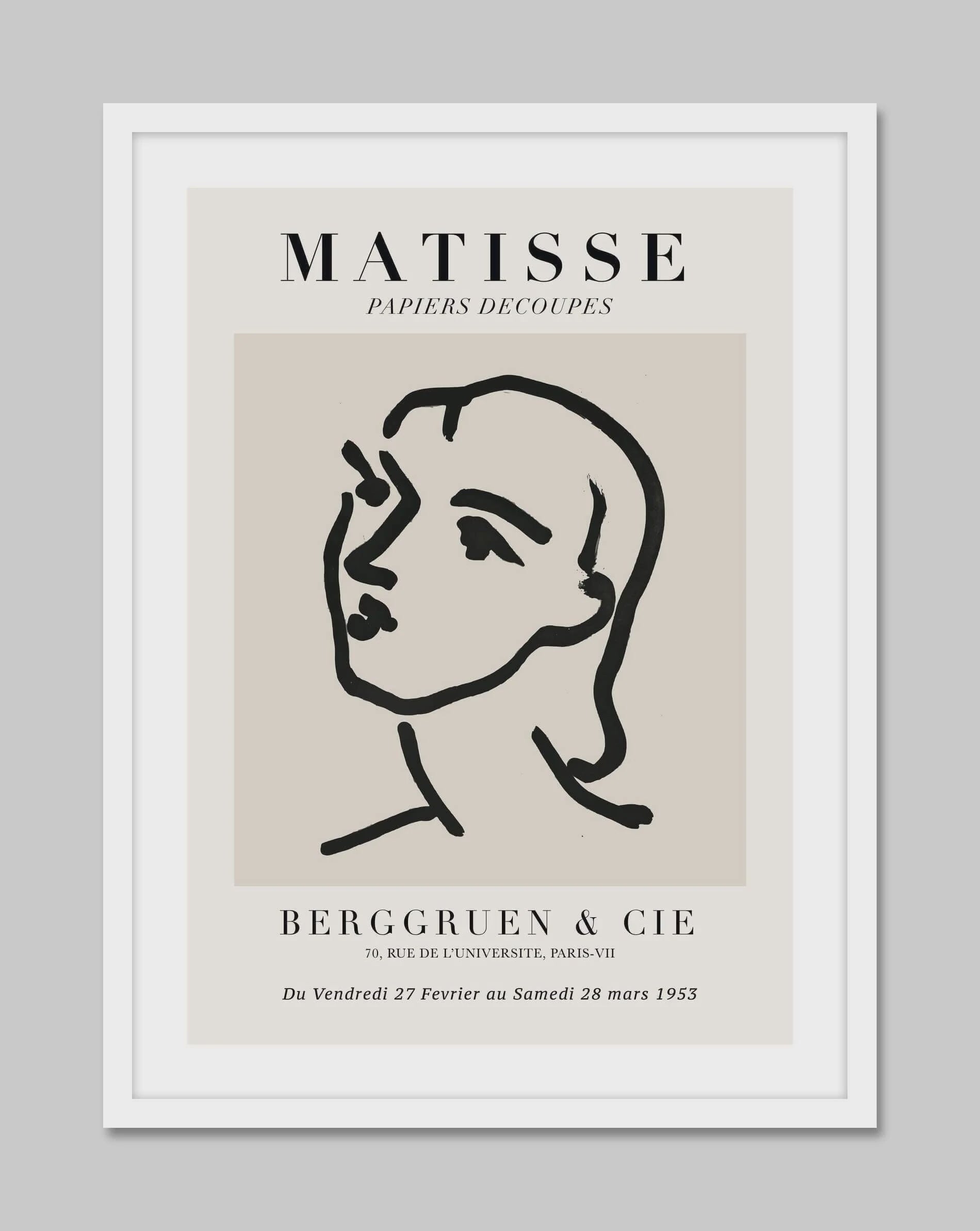 Woman&#39;s Face | Henri Matisse | A2 White Frame